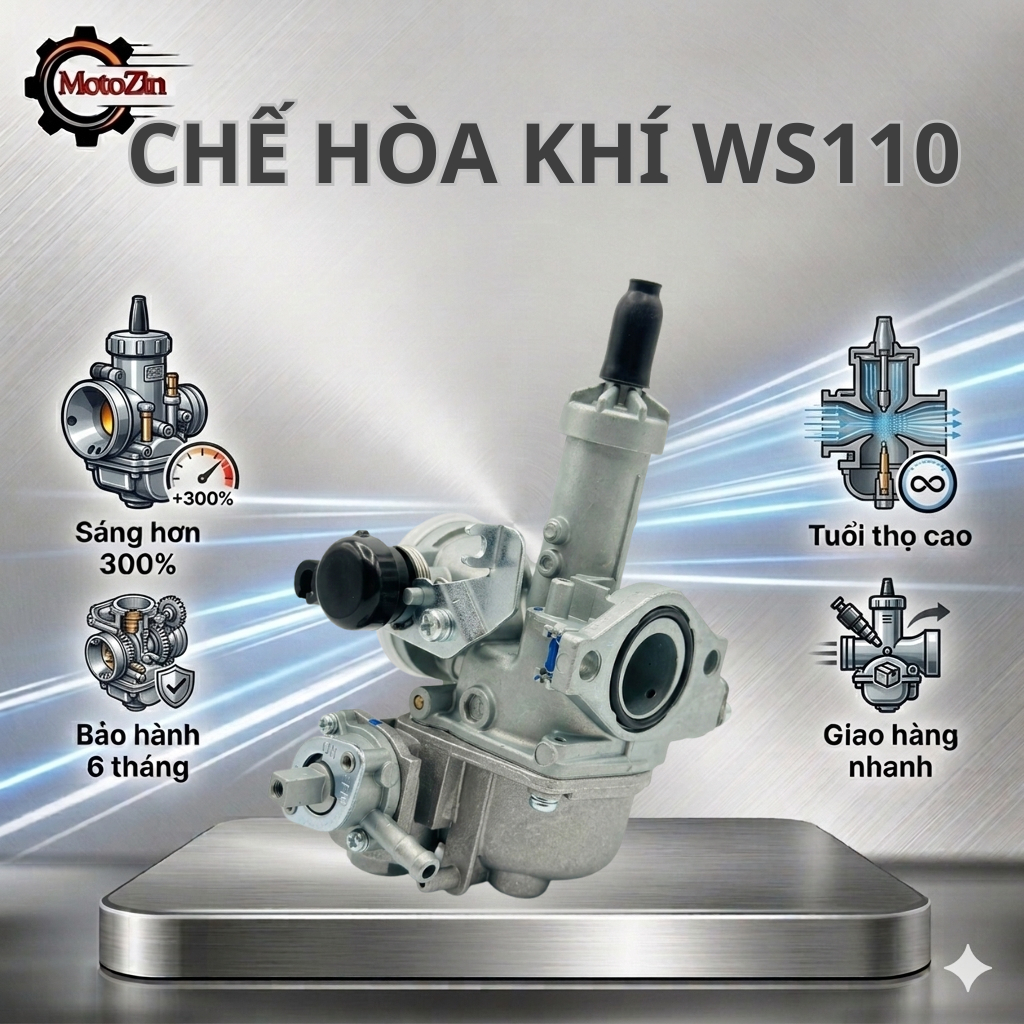 Bộ chế hoà khí xe  Wave S110 - Bình xăng con xe máy Honda - Motozin
