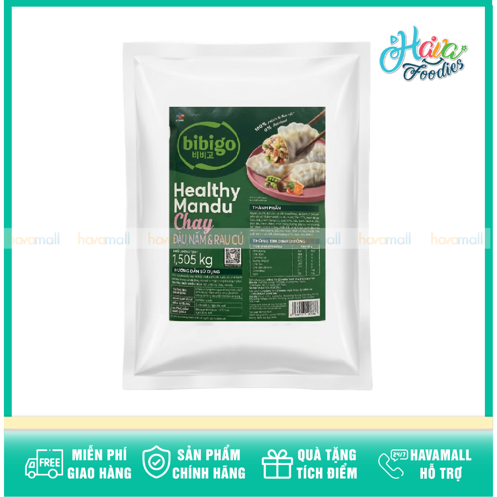Bánh Xếp Healthy Mandu Chay Bibigo Đậu, Nấm & Rau Củ 1,505kg – Bibigo Healthy Mandu (Plant-based)