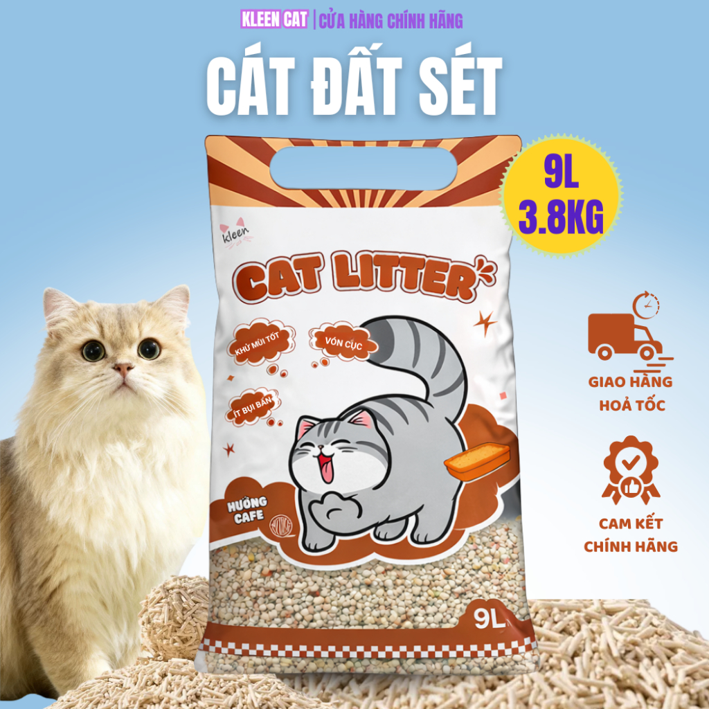 Cát Vệ Sinh Cho Mèo 9l Premium Cat Litter Kleen, Cát Mèo Vệ Sinh Khử Mùi Tốt - CM01