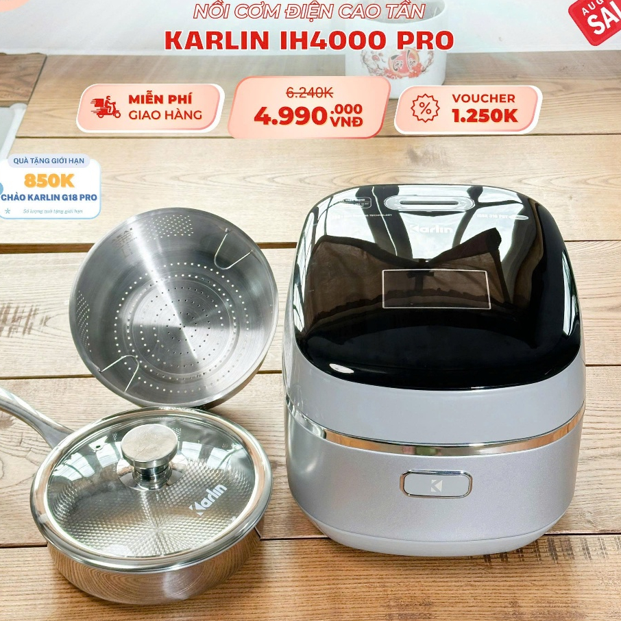 [CHÍNH HÃNG] Nồi Cơm Cao Tần KARLIN IH4000 PRO Bảo Hành Chính Hãng 24 Tháng