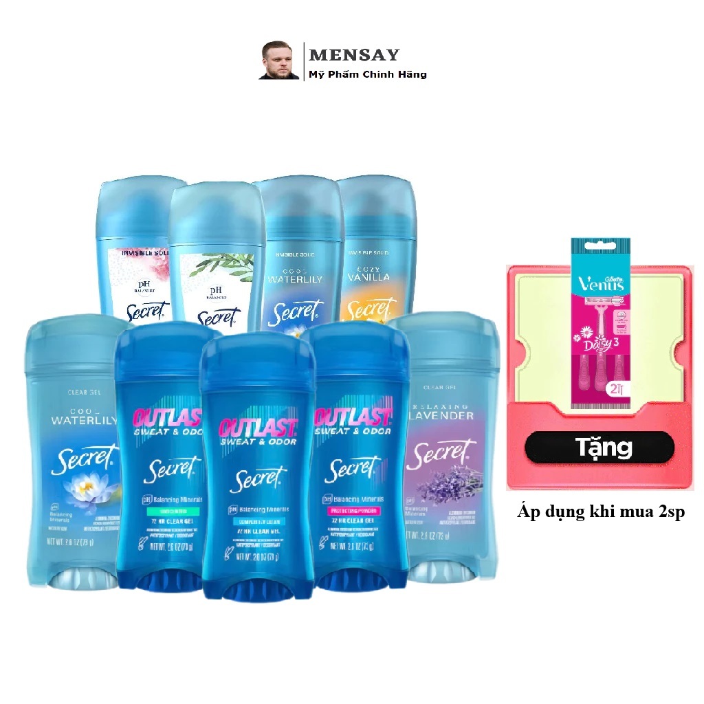 Lăn khử mùi nữ Secret, gel ngăn tiết mồ hôi và khử mùi Secret -Tem phụ nhập khẩu Mỹ | BigBuy360 - bigbuy360.vn