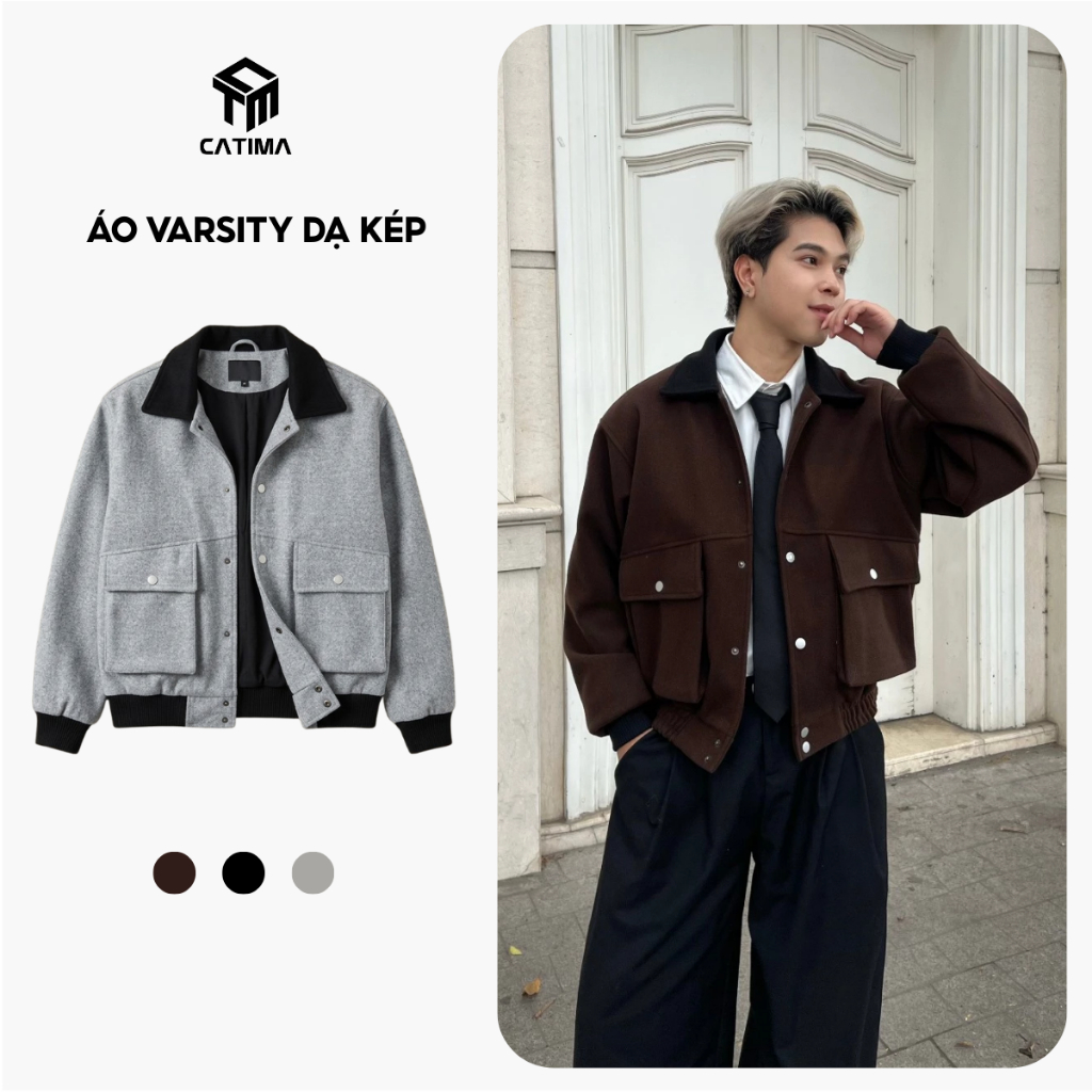 Áo Varsity  Dạ kép 2 Lớp CATIMA  Unisex Hotrend  2026 AV56