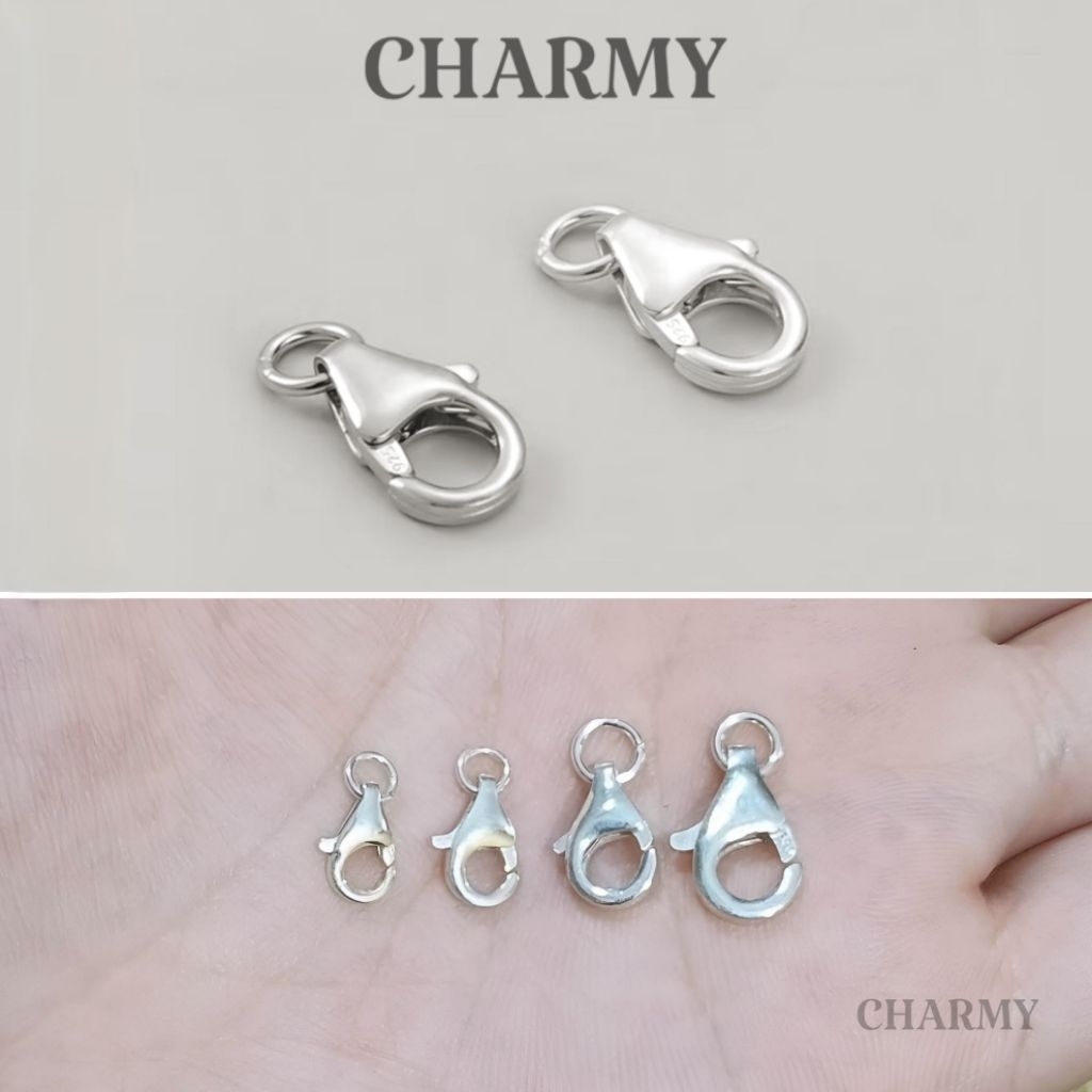 Khóa càng cua KBA210, Bạc 925 - Phụ kiện trang sức làm vòng tay, vòng cổ DIY - Charmy