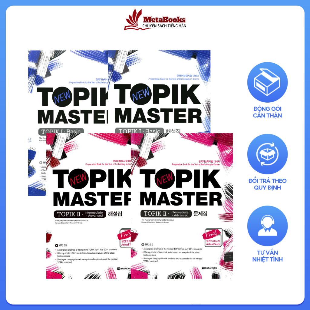 ComBo Sách Luyện Thi Topik Tiếng Hàn TOPIK MASTER (Gồm Topik Master 1 và Topik Master 2) - Metabooks