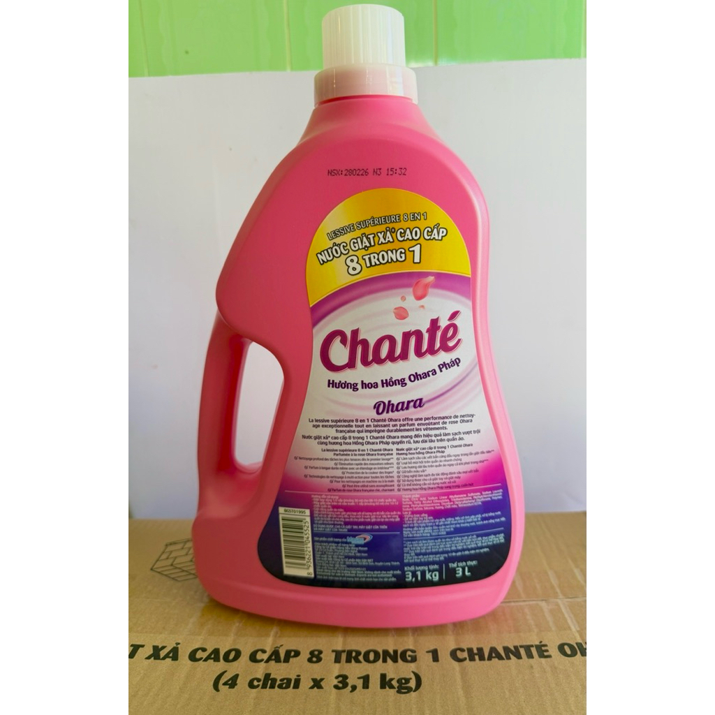 Nước Giặt Xả Chanté Ohara Hương Hoa Hồng Pháp Can 3L (3.1kg)