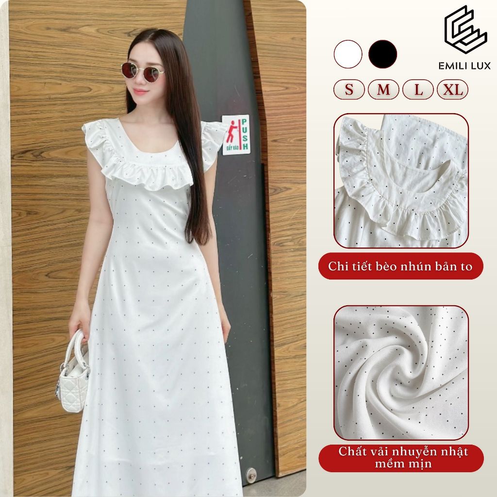 Váy chấm bi dáng dài Emili Design dáng ôm bánh bèo dễ thương midi [V327]