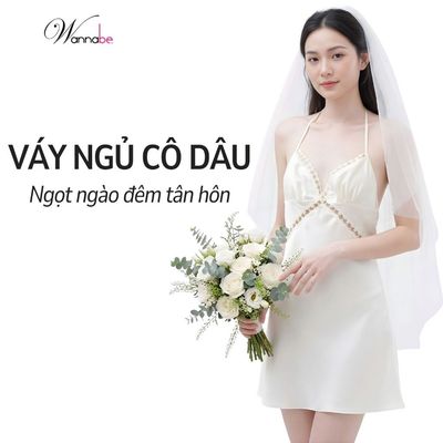 Váy ngủ lcô dâu WANNABE đầm ngủ lụa cut out eo đan dây lưng cho tuần trăng mật, đêm tân hôn DNS18