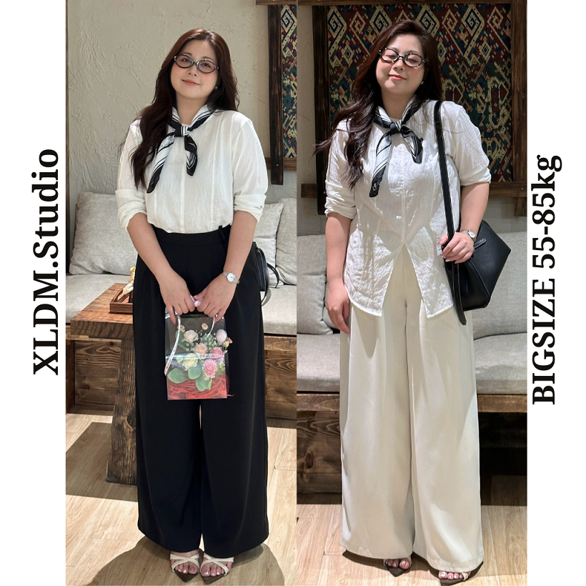 Quần suông ống rộng BIGSIZE công sở thiết kế khóa kéo bên hông XLDM STUDIO ( QS02 )