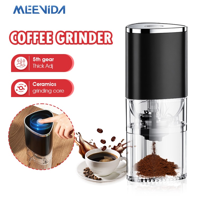 MEEVIDA Máy Xay Cà Phê Burr Điện Tự Động Cầm Tay Với Nhiều Cài Đặt Mài Cho Gia Đình