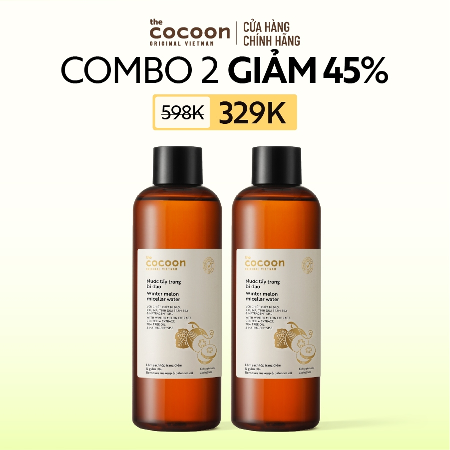 [MUA 2 GIẢM 45%] Combo 2 Nước tẩy trang bí đao Cocoon tẩy sạch makeup & giảm dầu 500ml