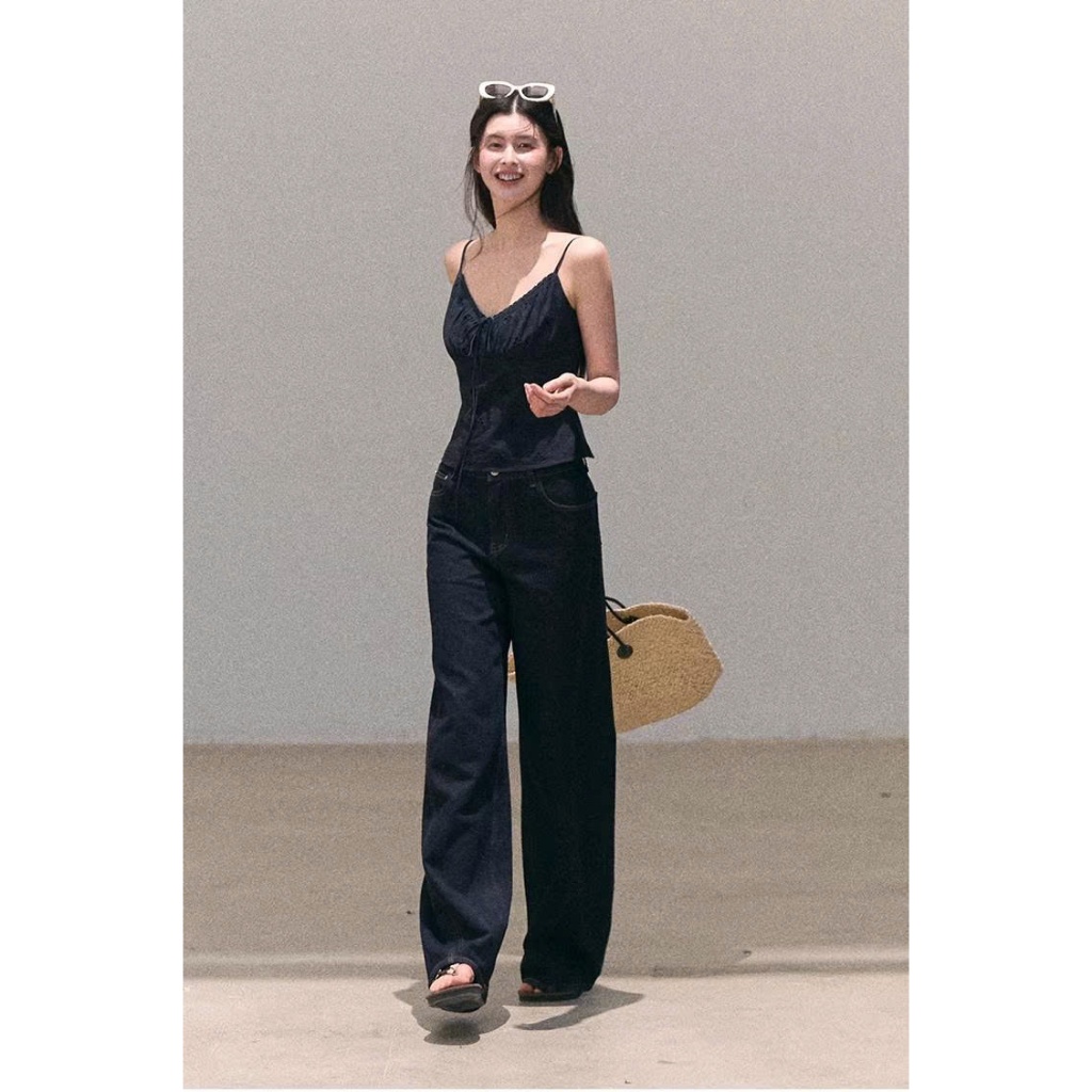 [OAKMOO]   Áo Camisole dây mảnh -màu xanh