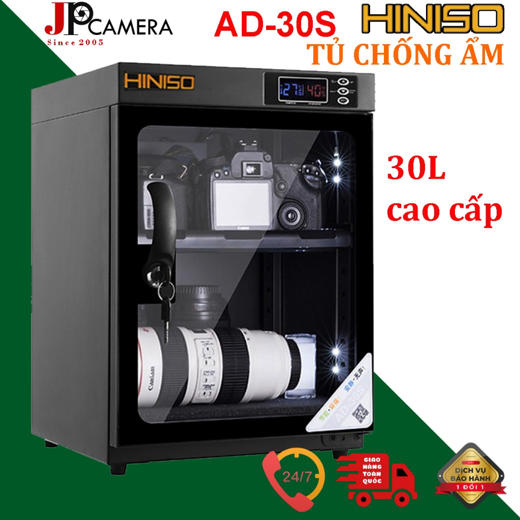 Tủ chống ẩm Hiniso AD-30S, 30 Lít có đèn Led