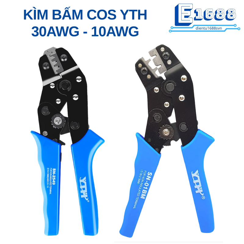 Kìm bấm cos ghim YTH dây điện từ 30AWG-10AWG