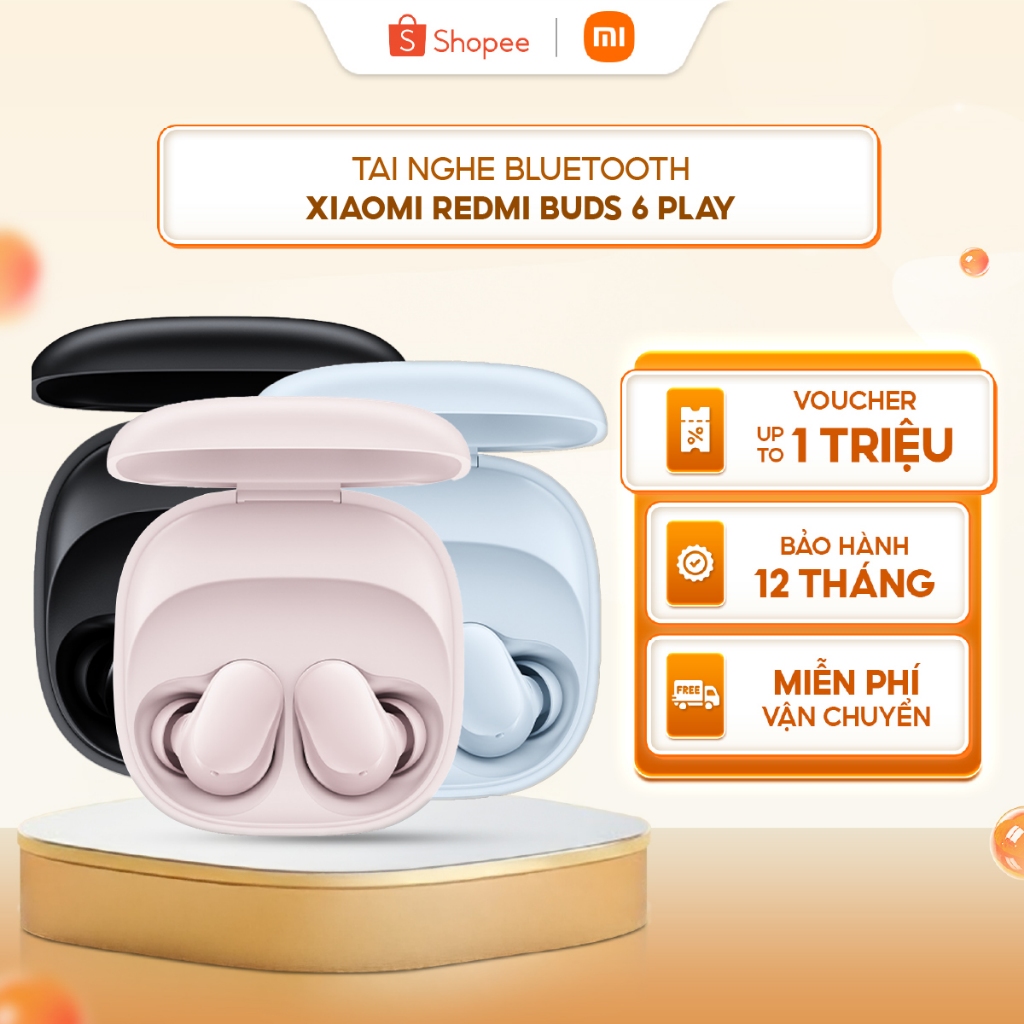 Tai nghe Bluetooth Redmi Buds 6 Play Xiaomi - Giảm tiếng ồn bằng AI - Thời lượng pin lên tới 36 giờ - Siêu nhẹ 3,6g