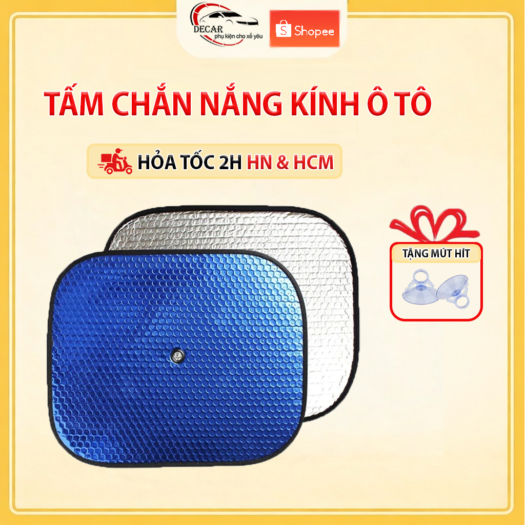 Tấm Che Nắng Ô Tô Miếng Xốp Xanh Chắn Nắng Xe Hơi DECAR Rèm Che Nắng Cửa Kính Ô Tô Có Mút Hít Cách N