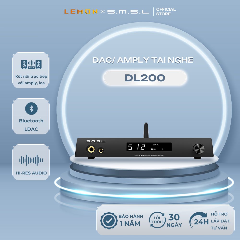 DAC/Amply Tai Nghe SMSL DL200 – Giải Mã Hi-Res Headphone Amp 3W Mạnh Mẽ Cho Audiophile Cao Cấp