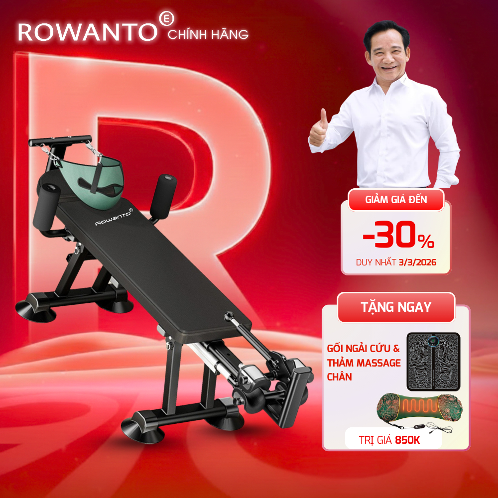 Máy kéo giãn cơ lưng Rowanto D12 PRO điện – Hỗ Trợ lưng cột sống ngay tại nhà, BH 12 tháng