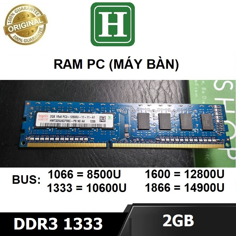 Ram PC DDR3 (PC3) 2Gb bus 1600 - 12800U tháo máy chính hãng, bảo hành 1 tháng
