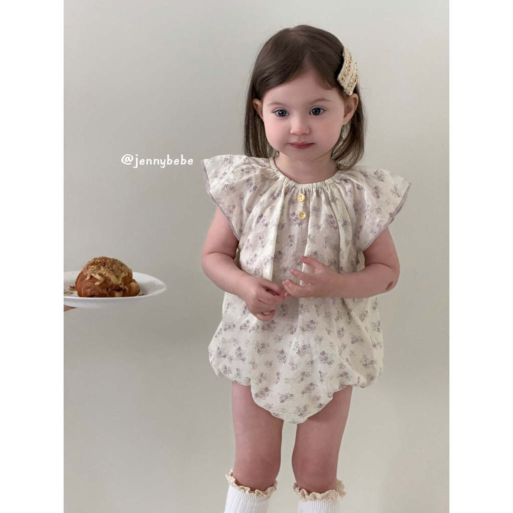 (Jenny Bé Bé) Suit Ngắn Tay Hoạ Tiết Hoa Nhí Dành Cho Bé Gái Phong Cách Thời Trang Hàn Quốc Mùa Hè