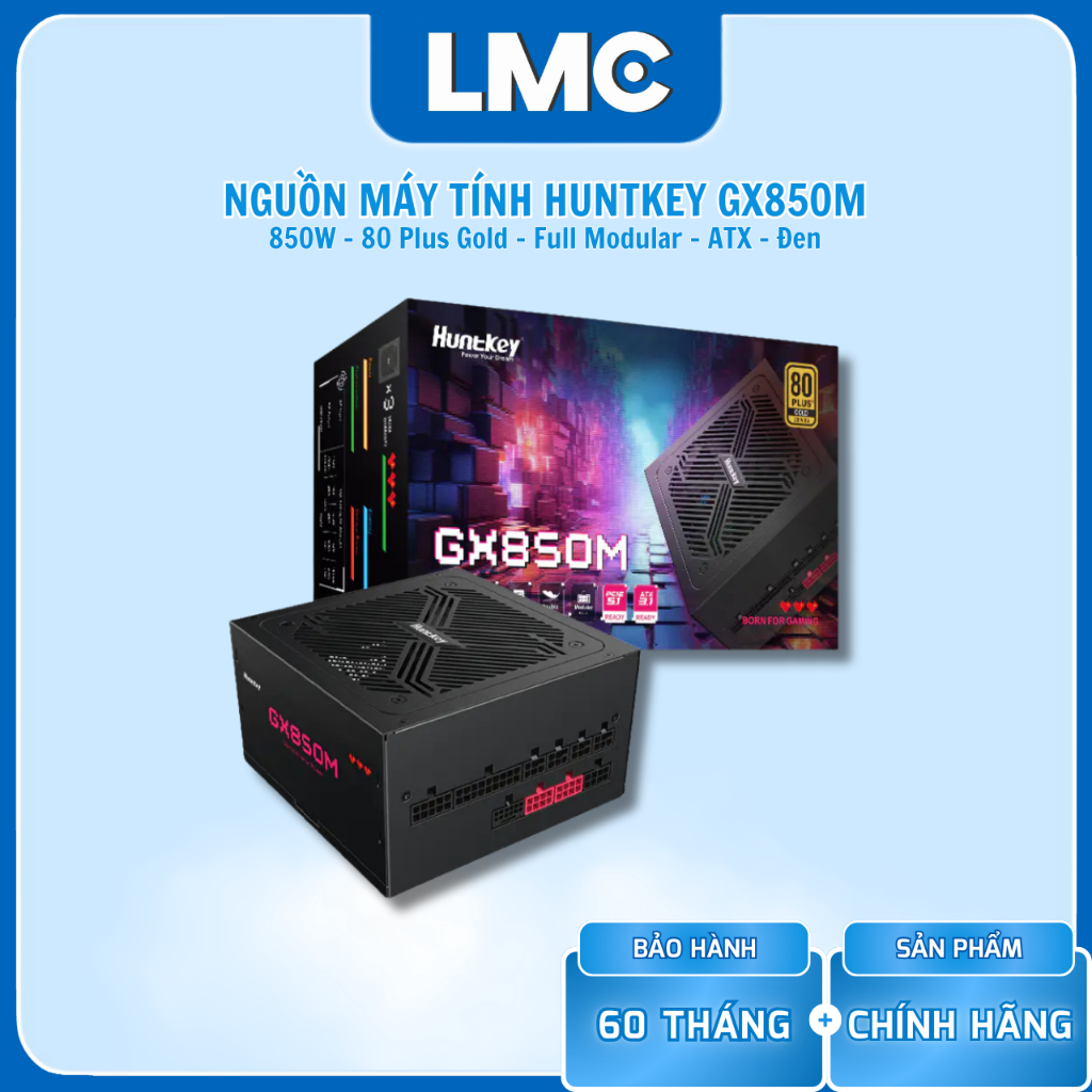 Nguồn máy tính Huntkey GX850M ( 850W - 80 Plus Gold - Full Modular - ATX - Đen )