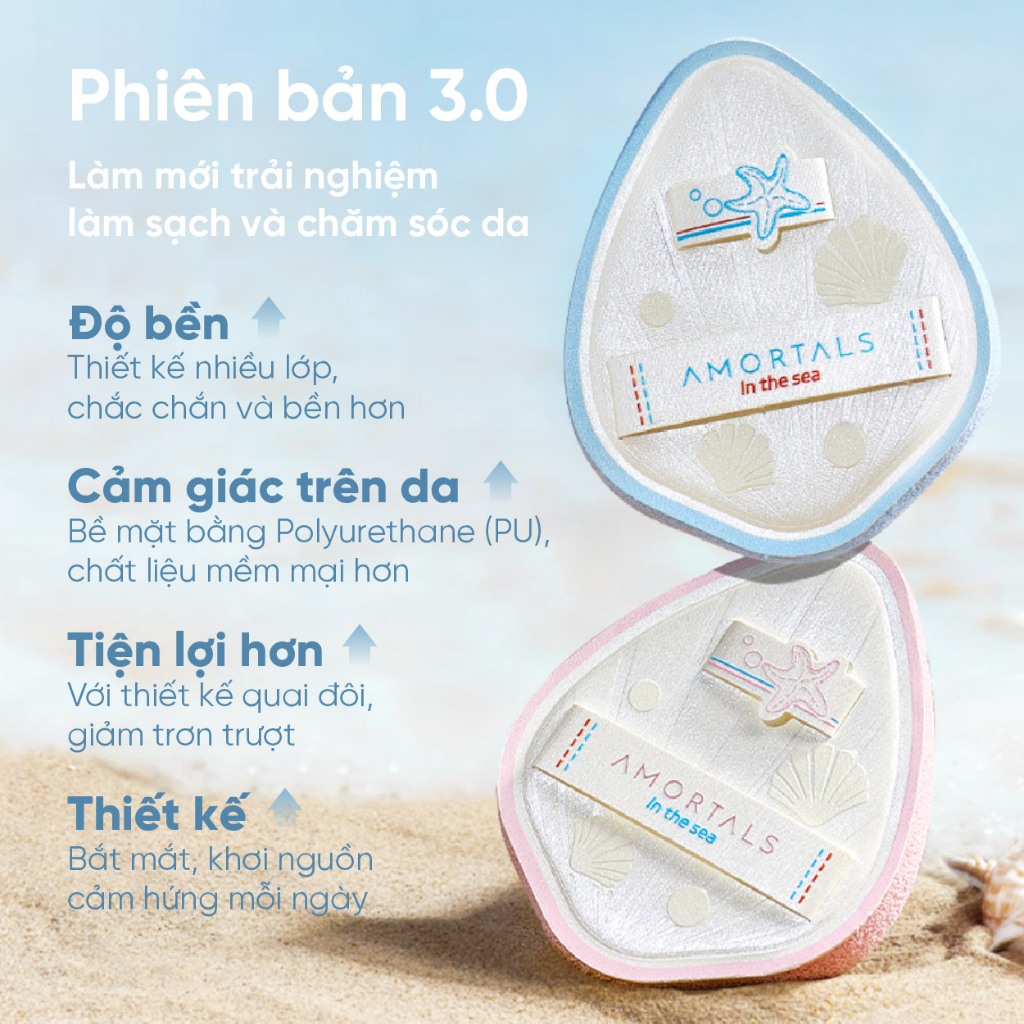 Bọt Mút Rửa Mặt Đại Dương In The Sea 3.0 Amortals - Tẩy Trang & Làm Sạch 2in1, Siêu Mềm Mại, Làm Sạc