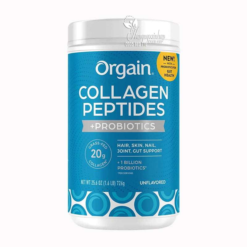 Bột Collagen Orgain Collagen Peptides +Probiotics 726g