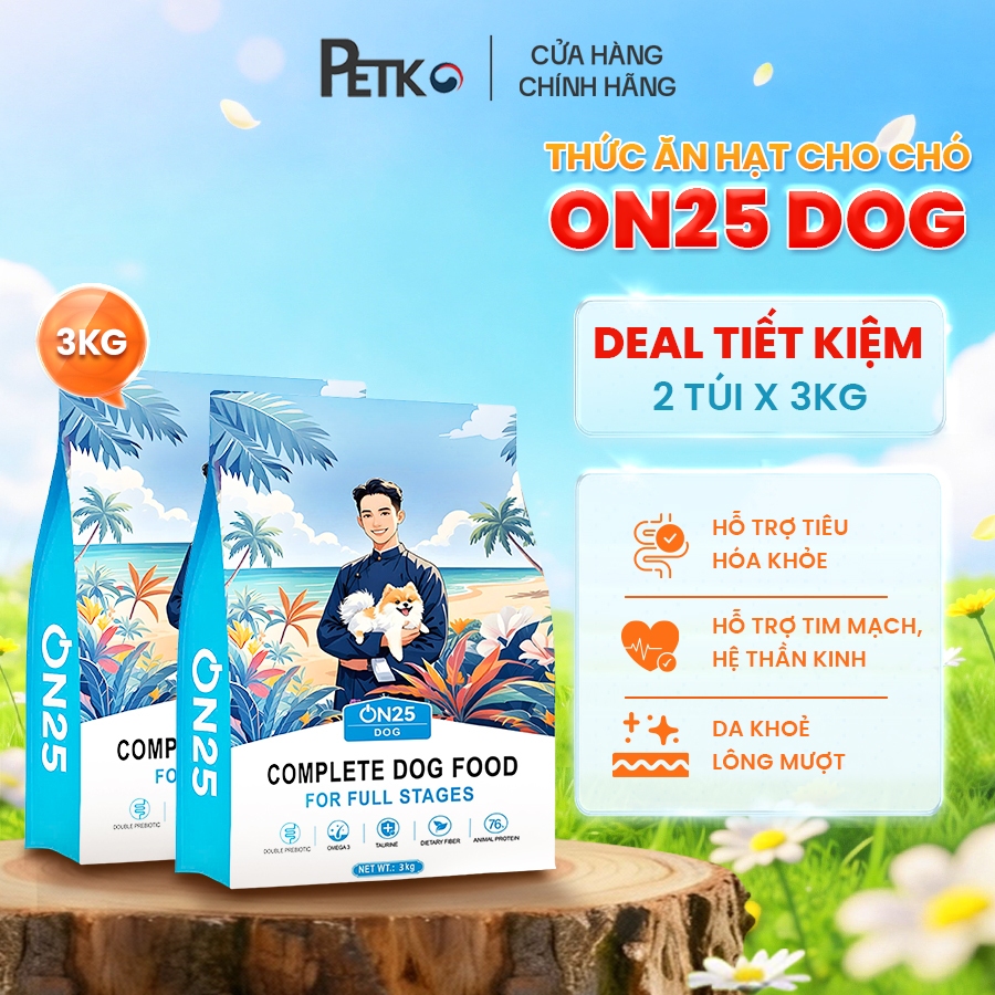 [Deal Tiết Kiệm - 2 túi 3kg] Hạt Cho Chó ON25 DOG - Bóng Da, Mượt Lông, Hỗ Trợ Tiêu Hóa