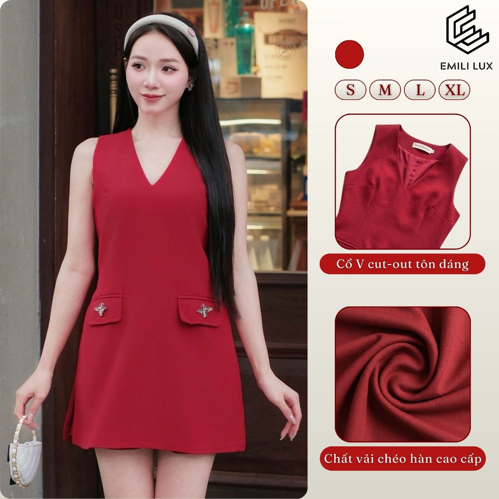 Set váy ngắn kèm quần nữ cổ V sát nách EMILI DESIGN đi tiệc sang trọng [T298]