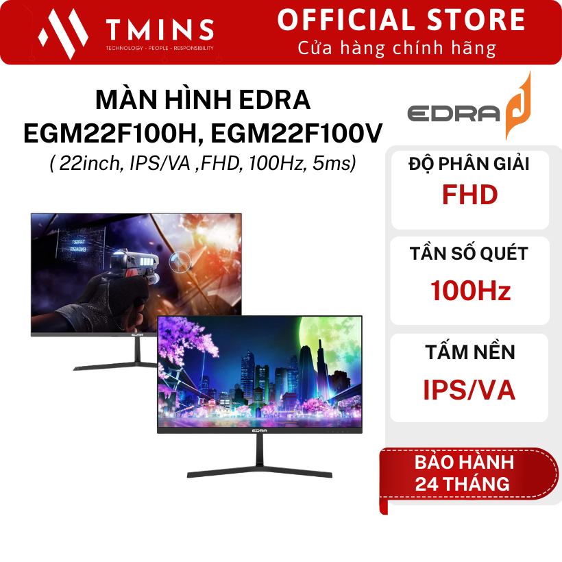 Màn hình EDRA EGM22F100H, EGM22F100V ( 22inch, IPS/VA ,FHD, 100Hz, 5ms) - Hàng chính hãng - Bảo hành