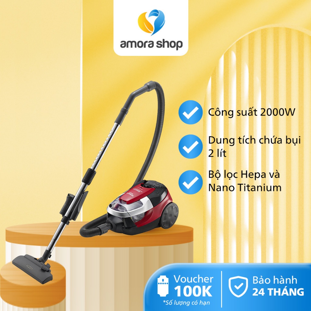 Máy hút bụi Hitachi CV-SE22V 24CV BRE - Màu đỏ - Dung tích chứa bụi 2L - Bảo hành 24 tháng
