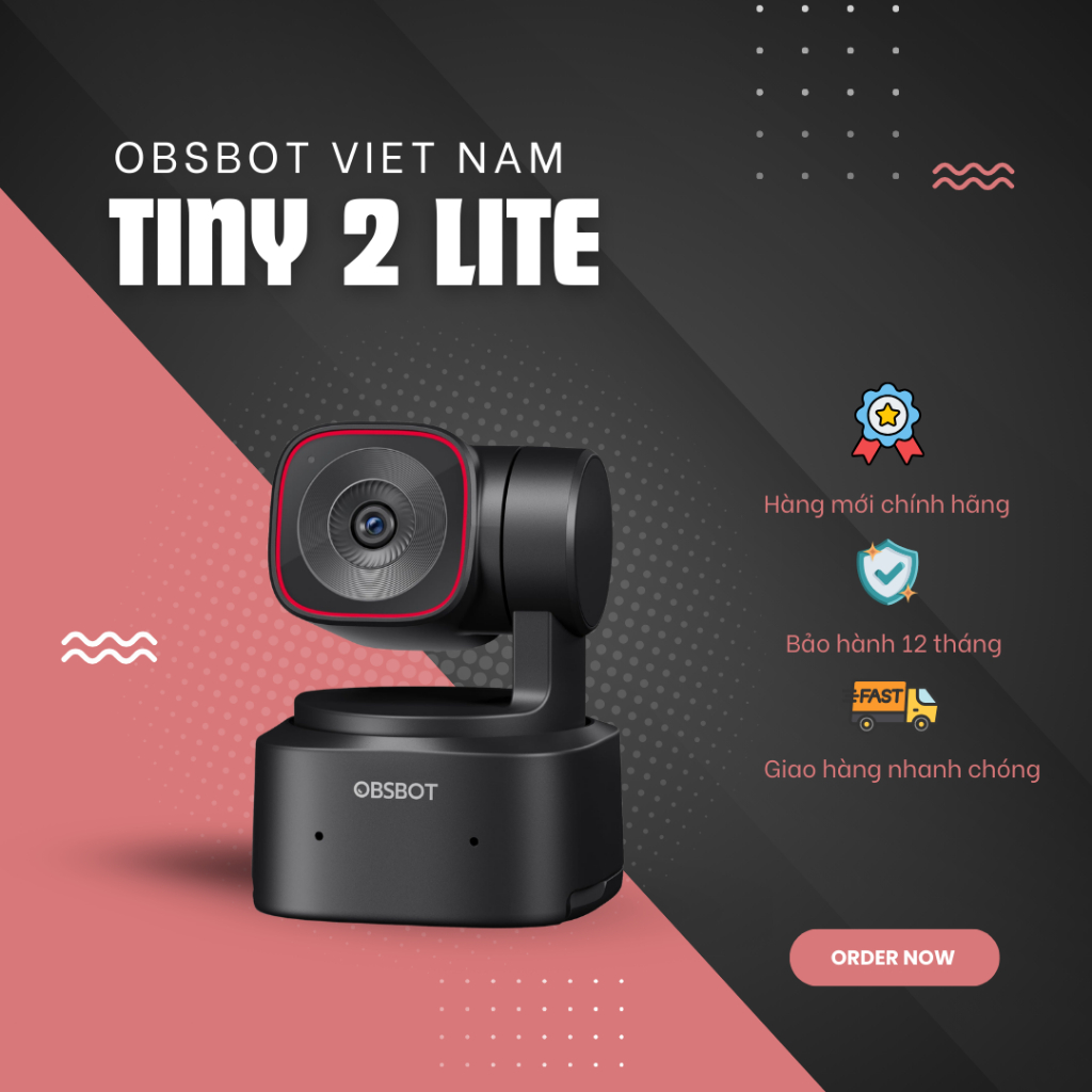 Webcam Obsbot Tiny 2 Lite AI Tracking Hình Ảnh 4K - Bảo Hành 12 Tháng