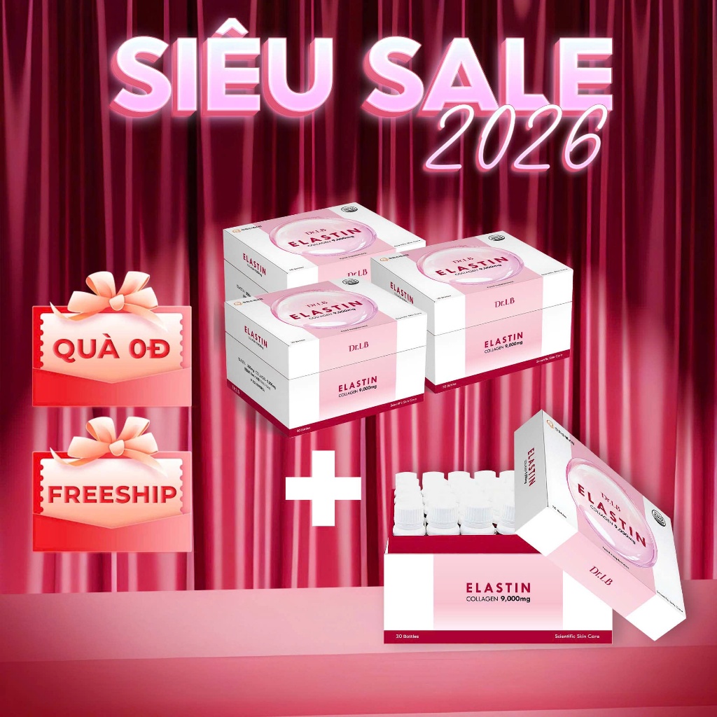 [Combo 3 Tặng 1] Elastin Collagen 9000mg Dr.LB Hàn Quốc – Collagen Peptide Cá Dạng Nước 30 Lọ Hỗ Trợ