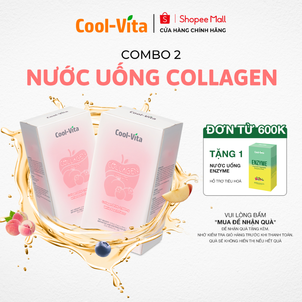 Combo 2 Hộp Nước Uống Collagen Peptide 3000mg Coolvita Hỗ Trợ Trẻ Hóa Sáng Da, Cải Thiện Sức Khỏe Tóc Móng