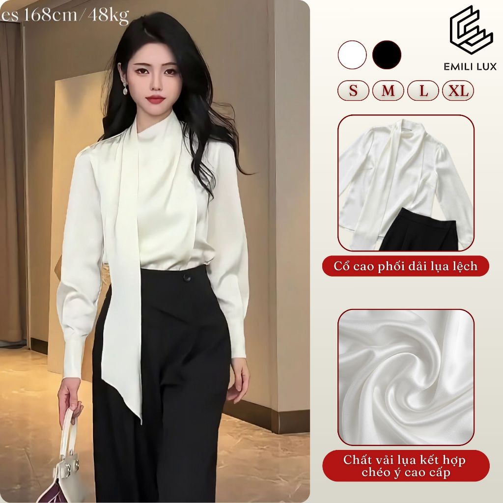 Áo lụa kiểu sang chảnh EMILI DESIGN  set công sở nữ Hàn Quốc [B87]