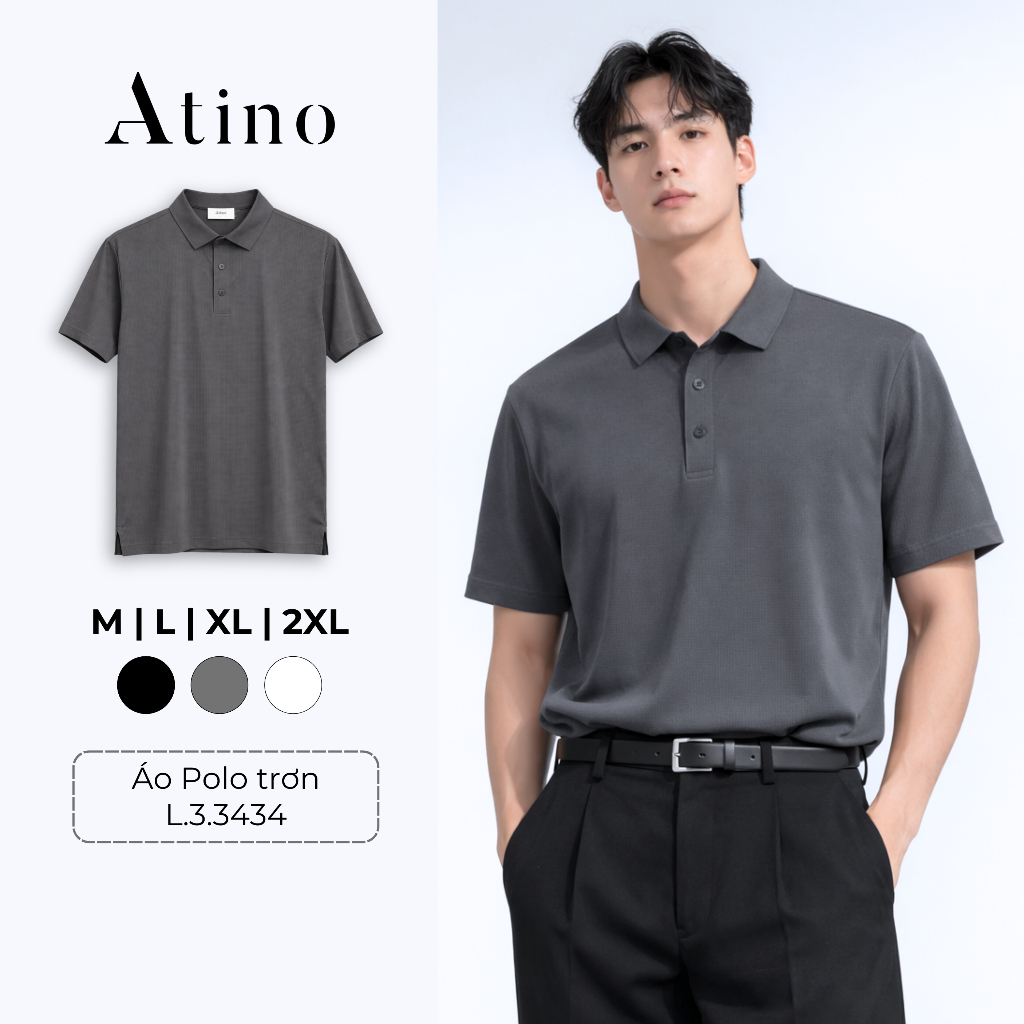 Áo Polo ATINO Siêu Mềm Mát Chống Nhăn L.3.3434