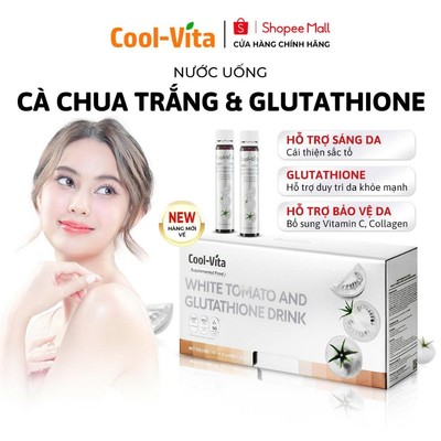 Nước Uống Cà Chua Trắng Hỗ Trợ Sáng Da Kết Hợp Glutathione & Collagen Coolvita (6 chai×25 ml)/hộp - Thực Phẩm Bổ Sung