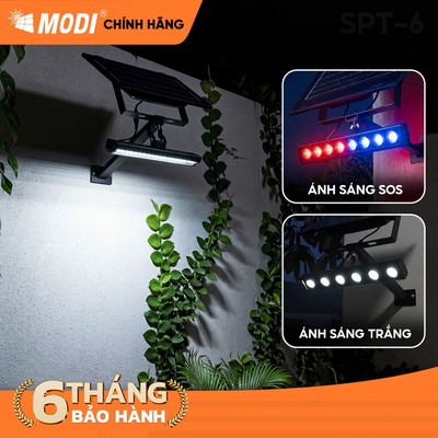 Đèn LED Ray Chiếu Cổng, Hàng Rào MODI SOLAR Năng Lượng Mặt Trời, Đèn Rọi Thanh Xoay Góc 180 Độ