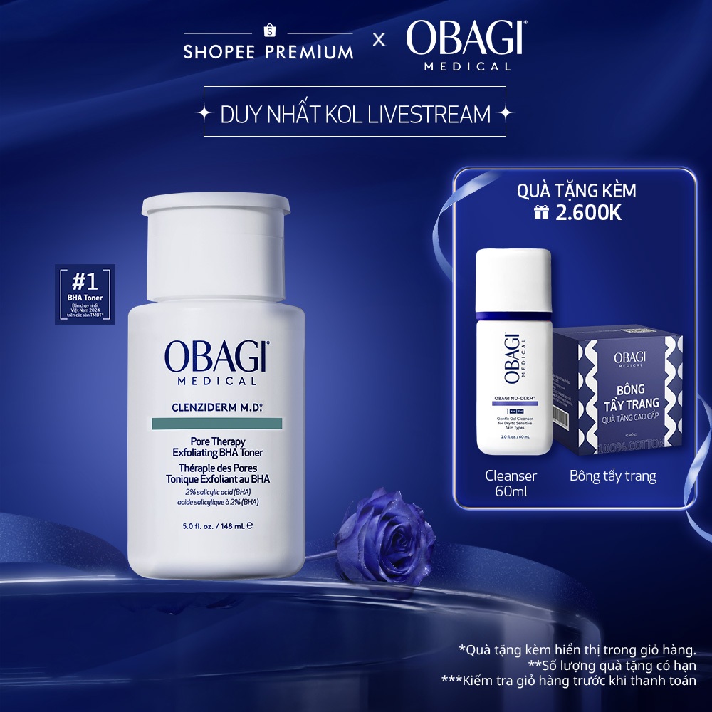 [Hannah x Obagi] Toner BHA giảm mụn Obagi Medical Clenziderm M.D. Pore Therapy Exfoliating BHA 148ml