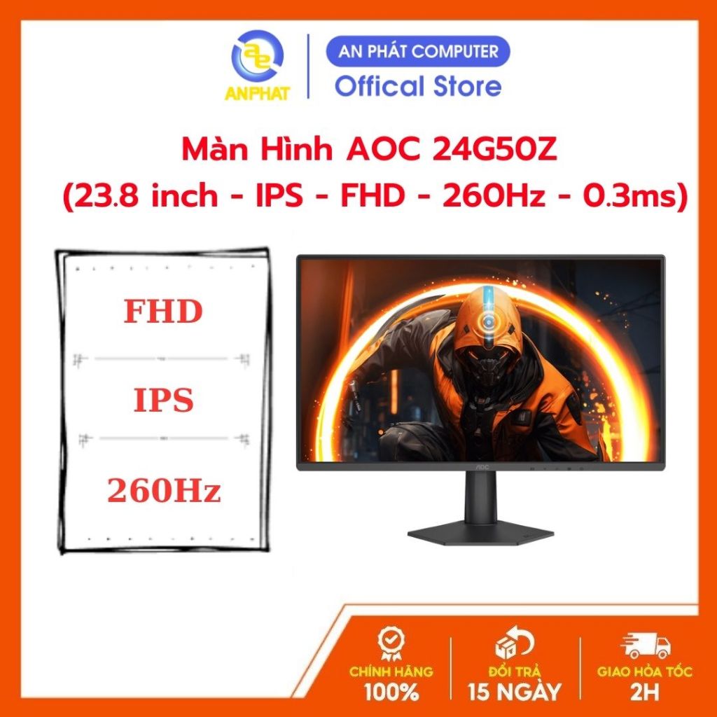 [Bảo hành 36Thang] Màn Hình AOC 24G50Z / 24G50Z2  (23.8 inch - IPS - FHD - 260Hz - 0.3ms)