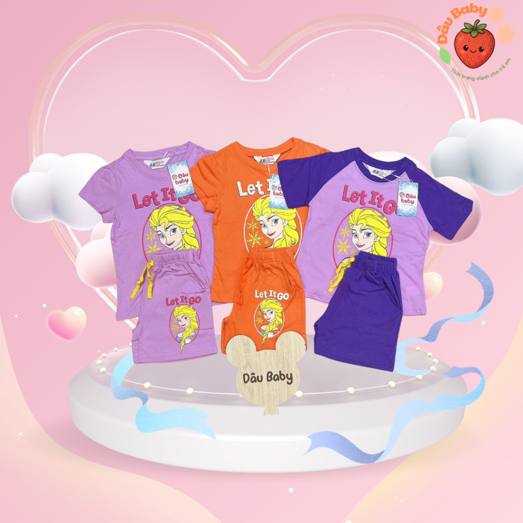 [Dâu Kids] Set đồ mặc ở nhà cho bé gái chất cotton hàng VN xuất dư Elsa let it go