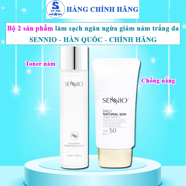 COMBO kem chống nắng sennio chính hãng nước hoa hồng sennio hàn quốc toner nám senio cho da nám sạm