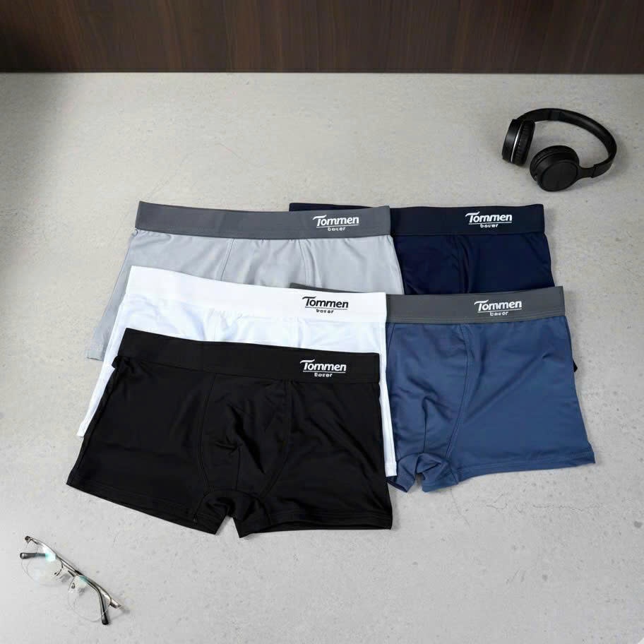 Combo 5 quần Boxer Nam TOMMEN – Sịp Nam Thun Lạnh Co Giãn, Thoáng Mát, Mềm Mịn