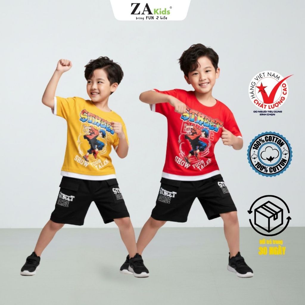 (SIZE 64KG)Bộ Quần Áo Bé Trai Thun Cotton 4 chiều Cao Cấp Mịn Mát Thoáng Mát ZAKids ZAB5043