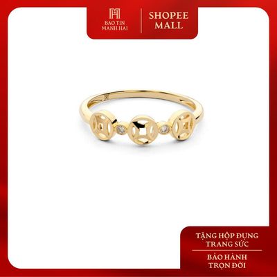 Nhẫn kim tiền vàng 10K Bảo Tín Mạnh Hải đính đá PYN1V10KDH-602007
