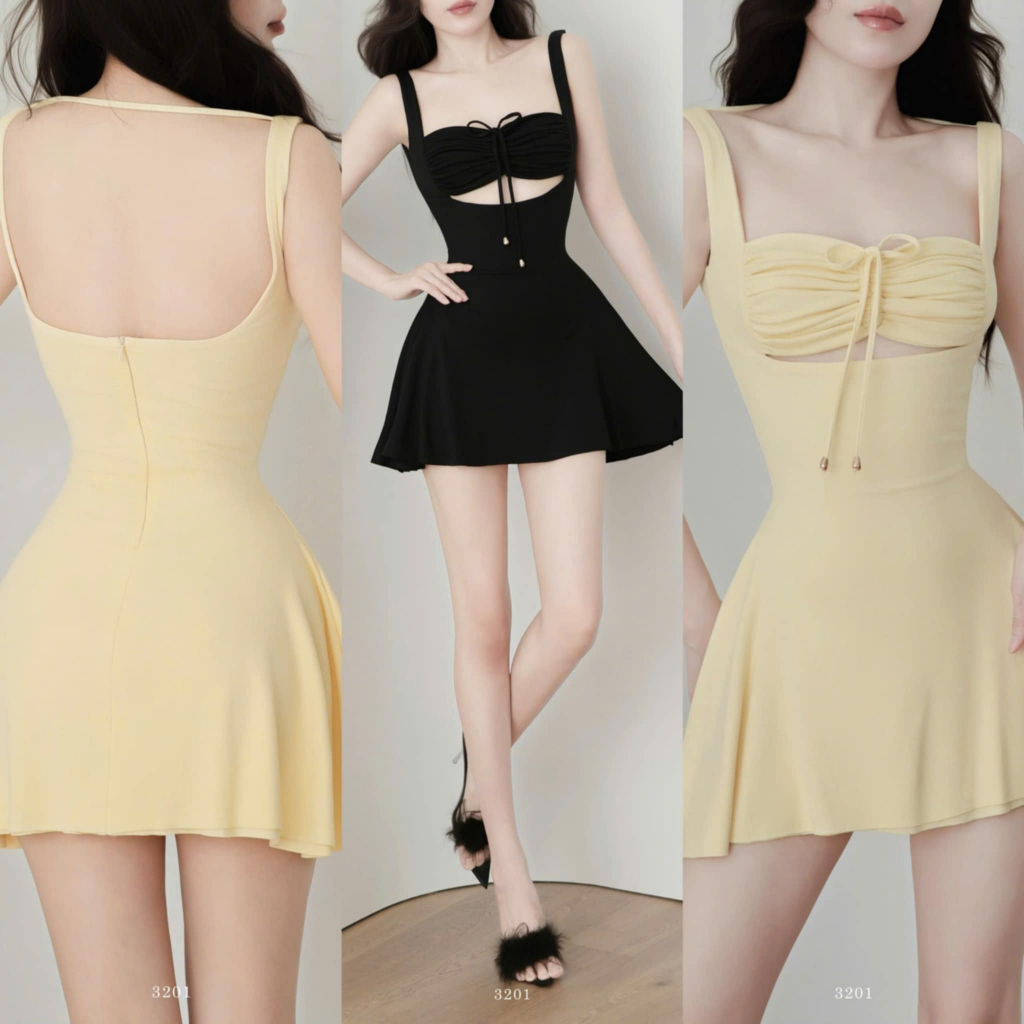 𝐍𝐄𝐖 𝐀𝐑𝐑𝐈𝐕𝐀𝐋 ✨ CAM KẾT CHUẨN HÌNH (𝐎𝐑𝐀𝐍𝐆𝐄 𝐒𝐓𝐔𝐃𝐈𝐎𝐒 ) - Đầm Ngắn 2 Dây Nhún Ngực