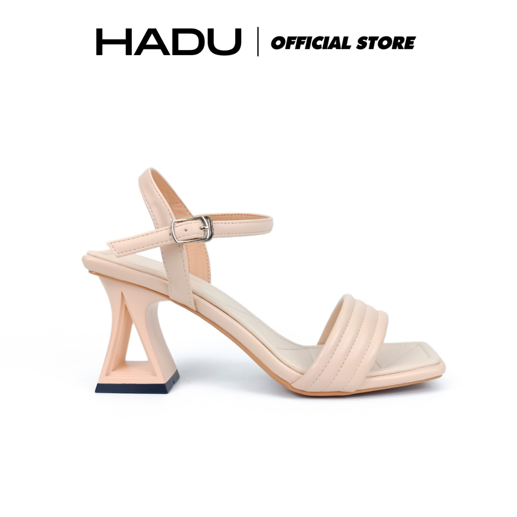 Giày Cao Gót 7P Đế Vuông Tam Giác Sườn Kép Quai Bản Ngang HADU M7118 Da PU Êm Mềm BH 12 Tháng