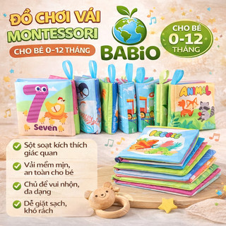 Đồ Chơi Vải Montessori Cho Bé 0–12 Tháng BABIO – Sách Vải Sột Soạt Kích Thích Giác Quan