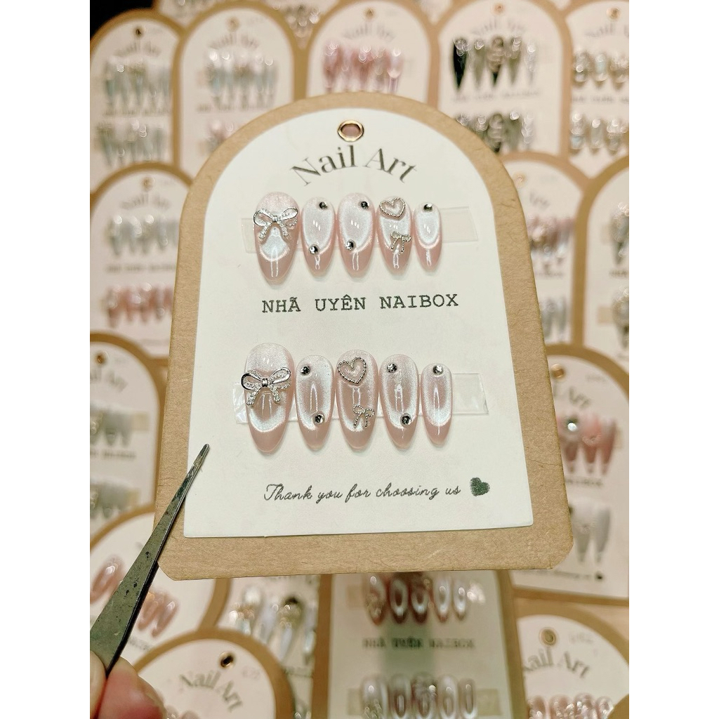 G39 Nailbox Thạch Hồng Mắt Mèo Ánh Trăng Mix Charm Xinh