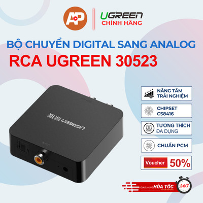 Bộ Chuyển Audio Quang Coaxial Sang AV RCA Ugreen 30523 Dùng Cho TV, Android TV Box, PS4/PS5, Xbox