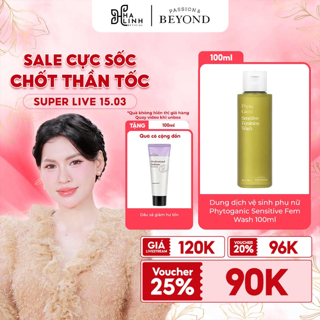 [VHL x Beyond]Dung dịch vệ sinh phụ nữ Phytoganic Sensitive Fem Wash 100ml GWP 1 Kem Xả Phục hồi 100
